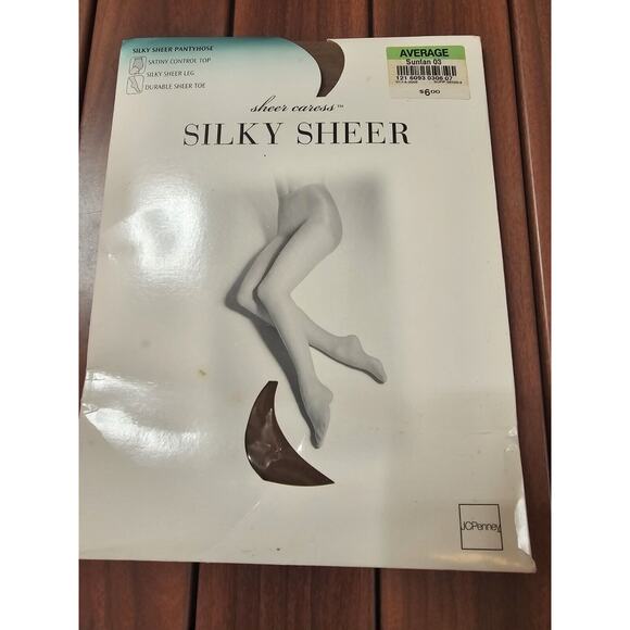 JC Penney Sheer Caress Silky Control Top Support Pantyhose USA‎ Medium Suntan - Picture 1 of 1